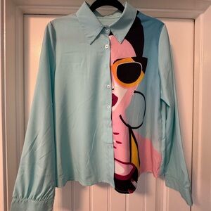 Stylish Graphic Button-Up Shirt